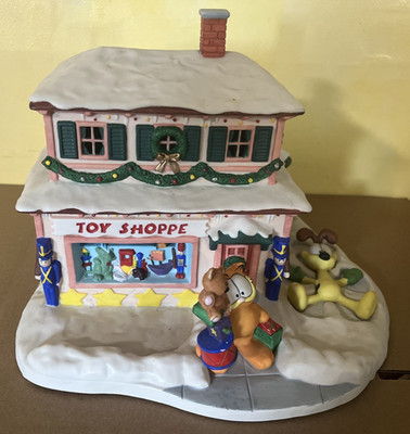 VTG Garfield Christmas Village  TOY SHOPPE Shop Danbury Mint 1994 Jim Davis