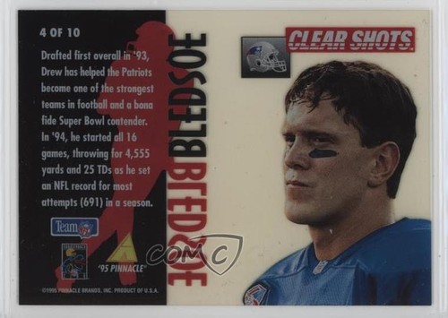 1995 Pinnacle Clear Shots Drew Bledsoe #4 - Zdjęcie 2 z 4