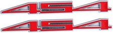 2x 454 Aluminum Emblem Badge Decal Red Silver Nameplate
