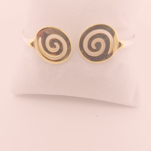 Alternate view of Spiral Bracelet, Silver Gold Plated Bangle, Greek Key Meander Longevity Design