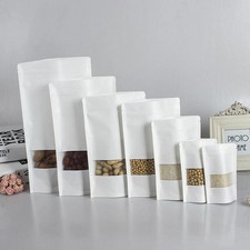 White Bag Pouch Stand Up Food Spices Coffee Packaging Heat Sealable Ziplock