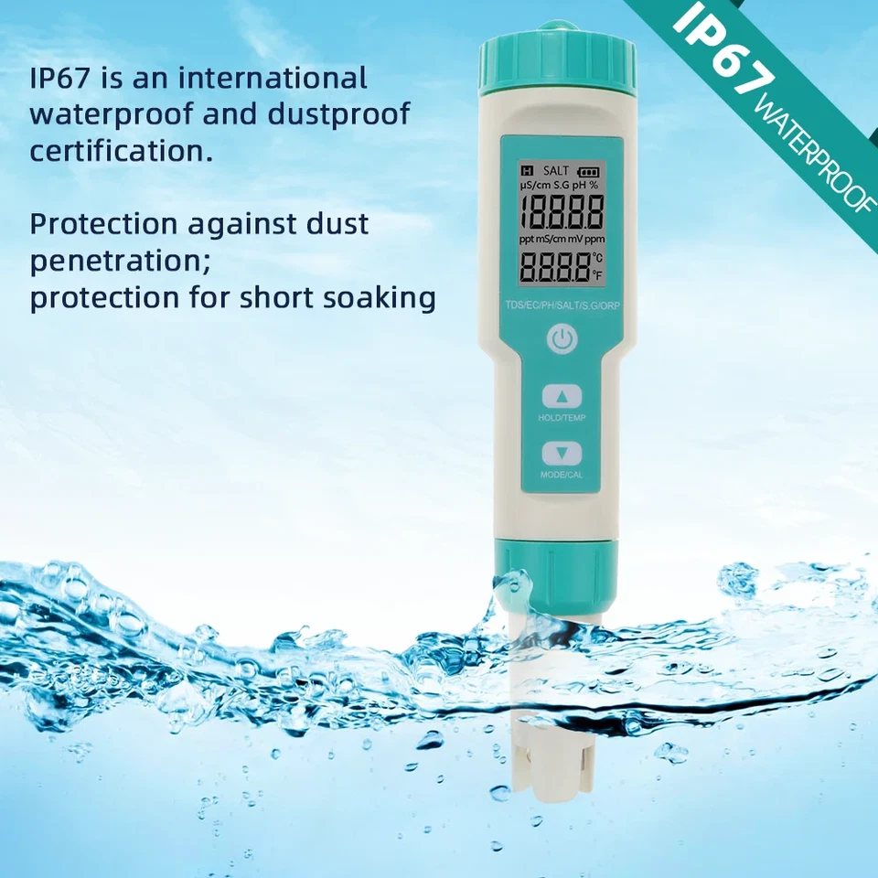 7 IN 1 Pool Qualität Tester Wassertester für Chlor pH-Wert Pool Messgerät EC TDS - Bild 2 von 4