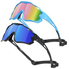 New 2PCS Kids Sunglasses Youth Baseball Glasses for 6-14 Boys Girls,UV400 Sports