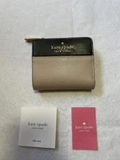 KATE SPADE Staci Colorblock Mini Wallet Leather Warm Beige Multi Excellent