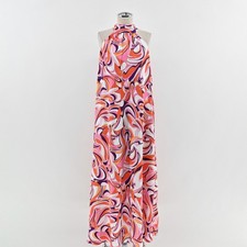 Express Halter Maxi Dress Size M Groovy Dopamine Funky Pink Orange Purple Swirl