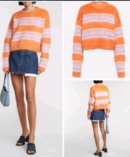MIU MIU Logo Jacquard Color Block Crewneck Sweater 36
