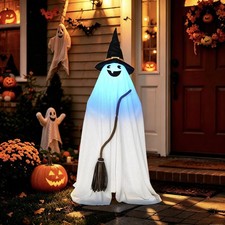 Outdoor Halloween Decorations RGB Lights Up Ghost - Halloween Porch Decor  B...