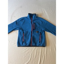 REI Fleece Jacket Kids XS Blue Full Zip Red Trim Excellent Mock Neck Outdoor