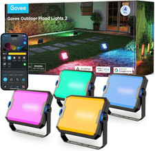 Outdoor Flood Lights 2, RGBIC Warm Cold White LED Lights for Outdoor Decorations