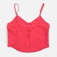 Frederick's of Hollywood Vintage 80s/90s Red Bow Cropped Camisole