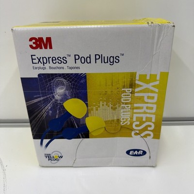 100 Pack New Earplugs 3M E-A-R Express Pod Plugs , Blue Grips 311-2100