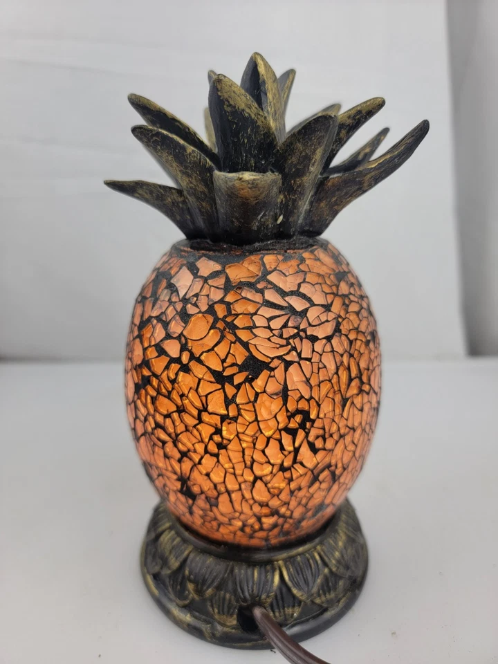 Lámpara de mesa decorativa de vidrio craquelado mosaico piña superior de resina de 7" Foto 4 de 4