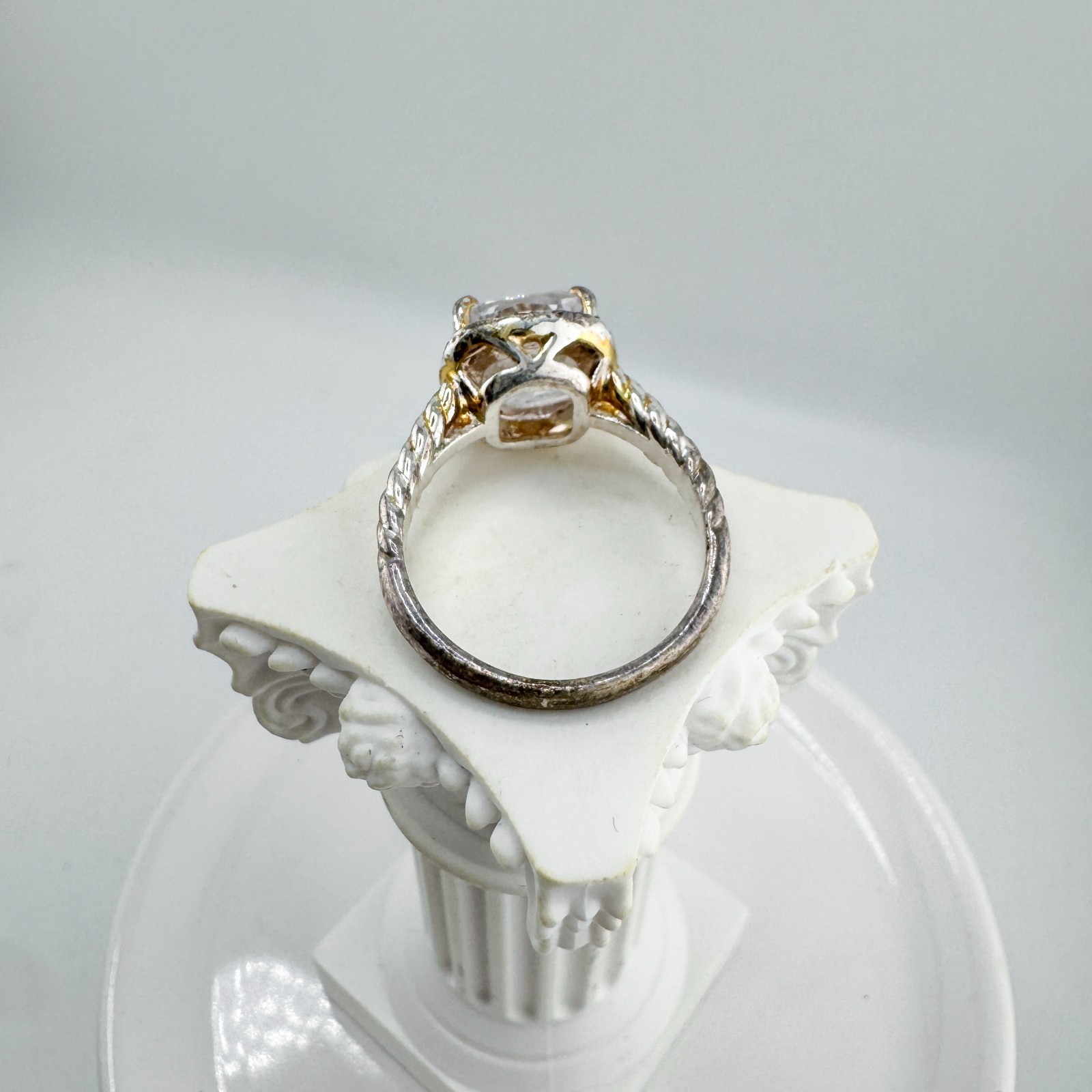 Statement Clear Cushion-Cut Rhinestone Ring Silve… - image 11