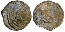 Central Asian Kingdoms Chach, small AE, portrait/tamgha.