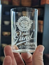 ***RARE*** Early John Gund Brewing Co La Crosse Wisconsin Acid Etched Beer Glass