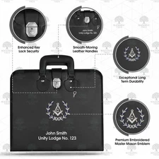 Customized Masonic Grand Master Mason Black Case Embroidered Logo 16x18 inches