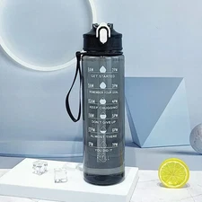 800ml  Sports Water Bottle Time Markers Leak Proof Gym Hot Cold Water Aesthetic