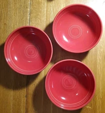 Fiesta Homer Laughlin China Co. Set Of 3 Scarlet Red Ceramic Bistro Coupe Bowls