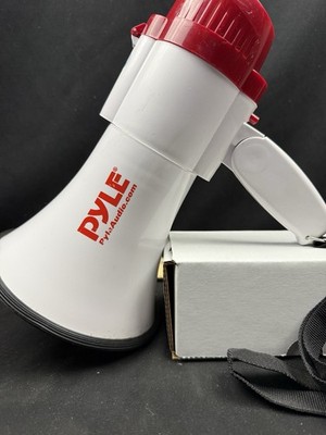 Pyle Megaphone Speaker PA Bullhorn Built-in Siren, Holidays, Volume Control RED