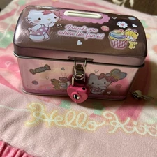 Vintage Sanrio  Hello Kitty Piggy Bank With Key Can Case from japan
