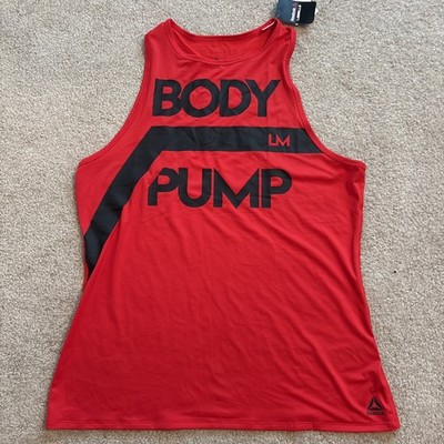 Women s Reebok Body Pump Les Mills Red Racerback Tank-Top Size Large CD6218 RARE
