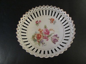 Carl Schumann Antique Reticulated Pierced Bowl - Green Mark 5 1/2 Inch