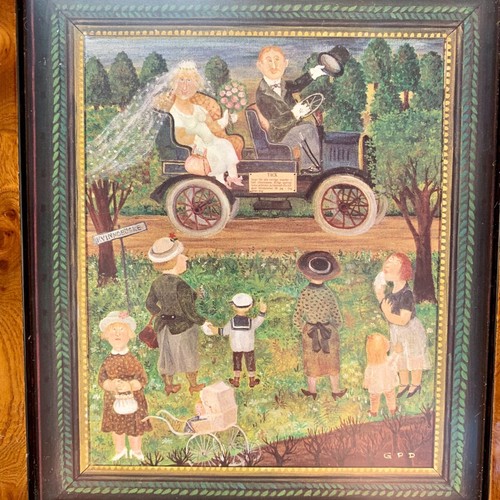Vintage Swedish Greta Digman (GPD) framed art print of a wedding day 21x18cm - Bild 2 von 7