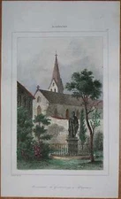 1838 print GUTENBERG'S MONUMENT IN MAINZ, GERMANY (#153)