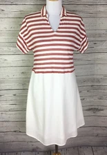 Doe & Rae Women’s Red Ivory Striped V-Neck Color Block Dress Size S