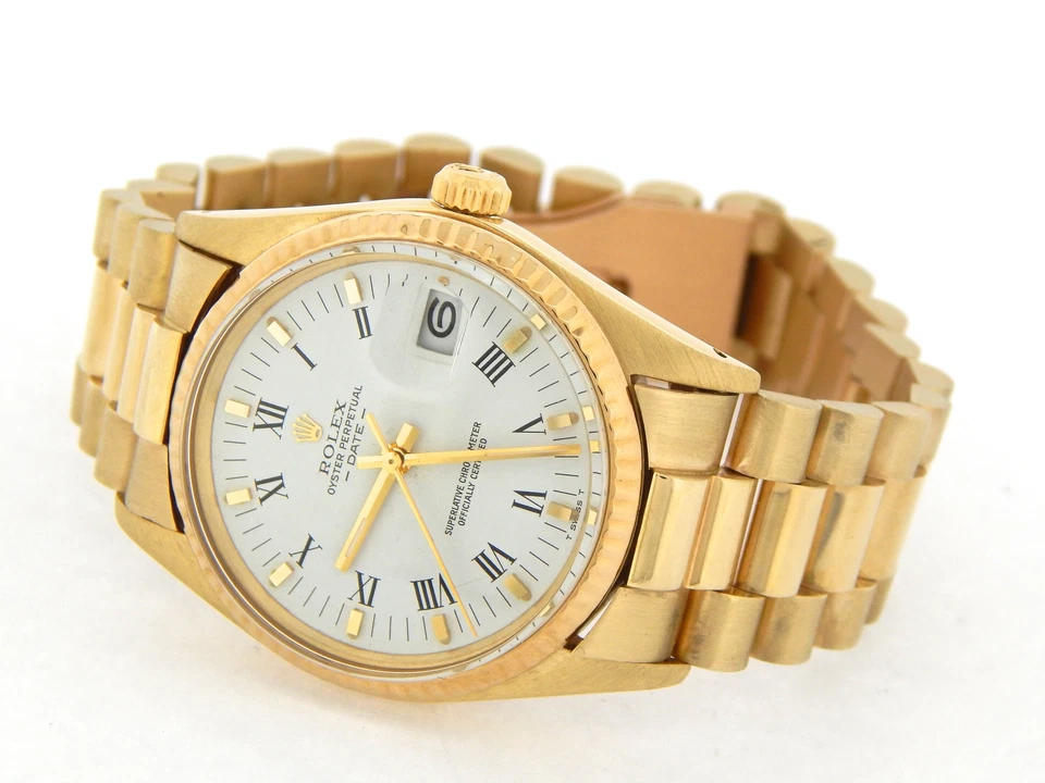Rolex Date 1503 massive 14K Gelbgold Herrenuhr mit weißem Zifferblatt - Bild 3 von 4