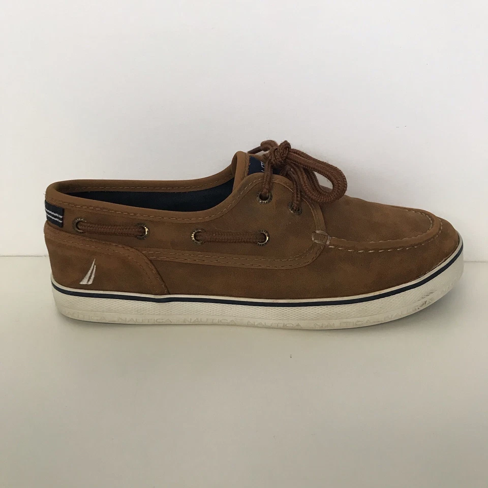 NAUTICA Zapatos de Barco Niño Juvenil Talla 4 Marrón Azul Marino Gamuza Spinnaker 2 Mocasines Informales Foto 3 de 4