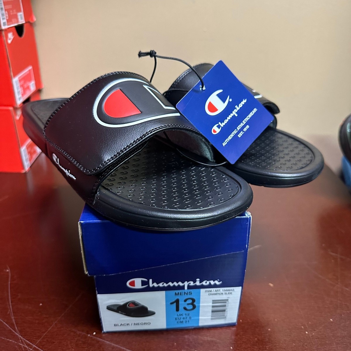 Champion Black and Blue Slide Sandals Champion Men main image 4