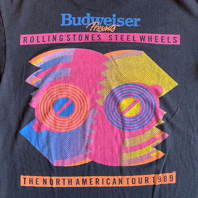 1989 VINTAGE 80s THE ROLLING STONES STEEL WHEELS TOUR CONCERT T