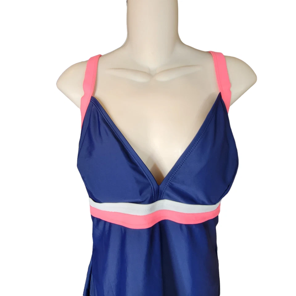 ATHLETECH Traje de Baño Tankini Natación Halter Deportes Atlético Top Talla 18 2X Azul Rosa Foto 4 de 4