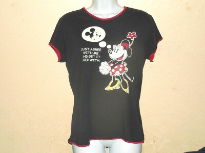 Disney Minnie Just Agree With Me and Get It Over With T-Shirt cut off trim small