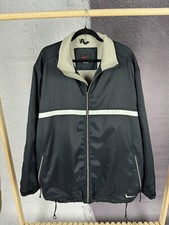 Nike vintage 90s black striped swoosh nylon fleece jacket