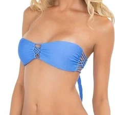 Luli Fama Women's Cuba Libre Crisscross Tassel Bandeau Bikini Top Size: XL