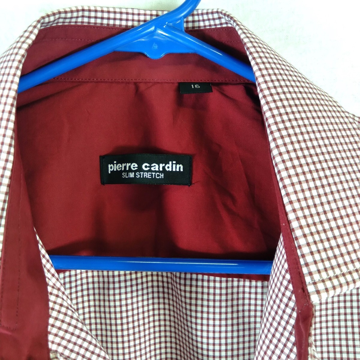 pierre cardin slim fit dress shirt Pierre Cardin Men's Dress Shirt Slim Stretch Fit Burgundy Size 16 New w/o  Tags