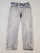 Levi's 501 Button Fly Gray Denim Men's Jeans Tag 33X32 Fit 32X30 Made In Mexico