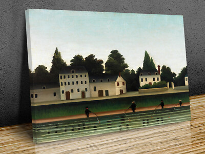 Landschaft und vier Fischer Henri Rousseau nur gerahmt oder Druck