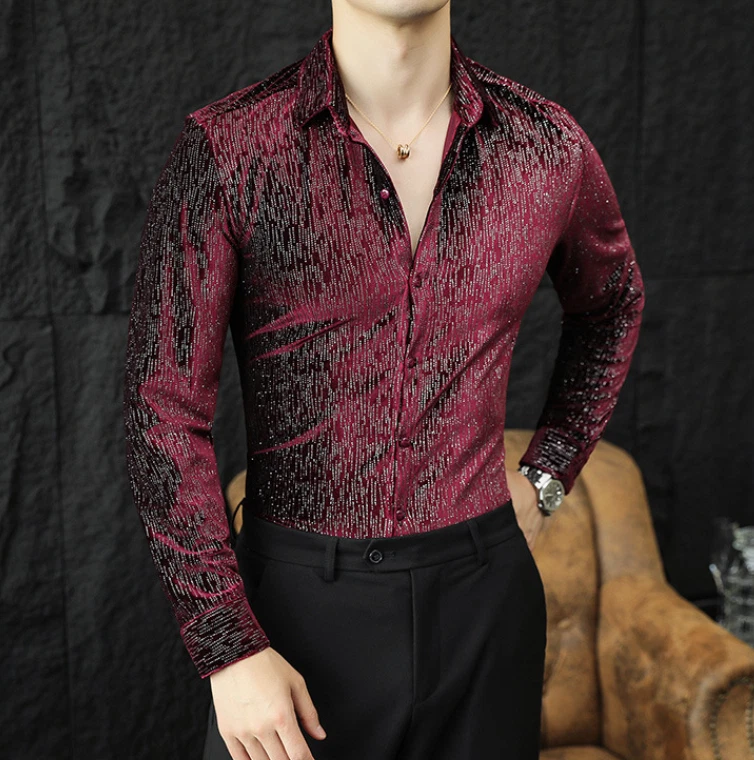 men's glitter dress shirt Phix Men's Short Sleeve Sequin Chiffon Shirt - Black In Size Large main image 0