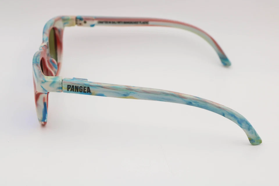 Gafas de sol polarizadas cuadradas blancas/azules ecológicas de viaje recicladas Pangea Foto 3 de 4