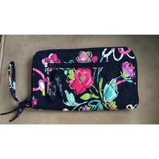 VERA BRADLEY Navy Floral Butterfly Retired Wallet Wristlet.