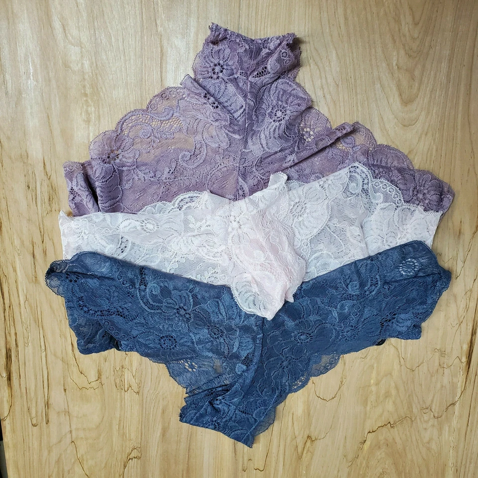 Delta Burke Semi Transparente Encaje Tangas Ropa Interior Bragas Nylon 3 Pares ~L, 1X, 2X Foto 3 de 3