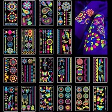 20 Sheets Glow in the Dark UV Light BRIGHT Temporary Tattoos - Adult/ Teen
