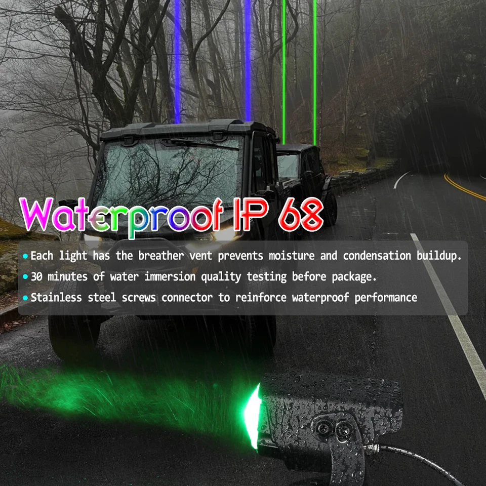 Para Polaris RZR XP UTV ATV 2x LÁSER SIN LÁTIGO RGB LED Luces Látigo Antena Control Remoto Foto 4 de 4