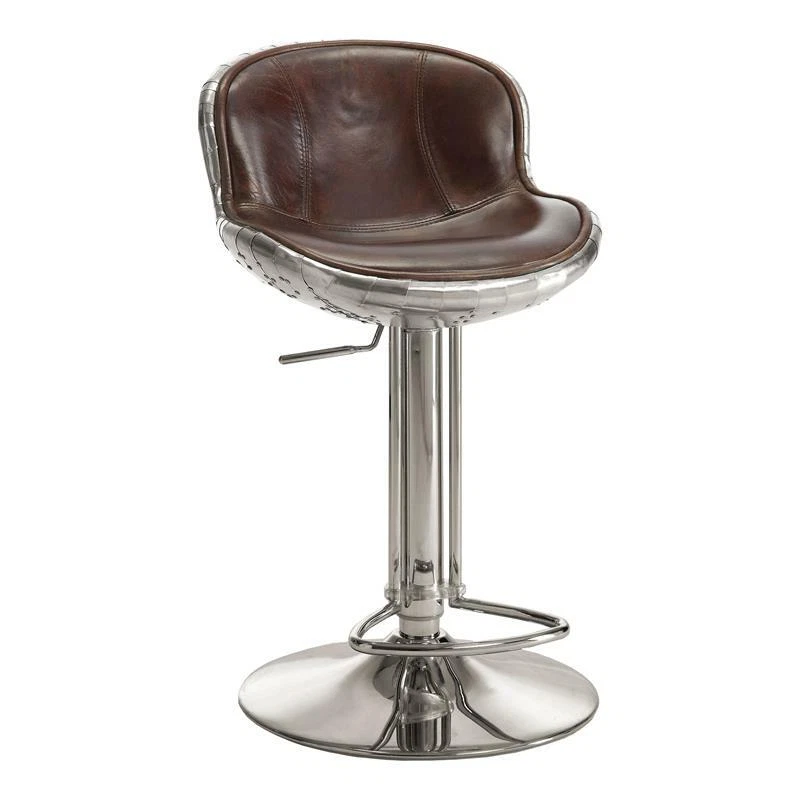 ACME Brancaster Swivel Adjustable Bar Stool in Vintage Brown Top