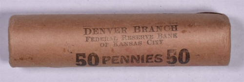 1951-D Lincoln Wheat Penny Cent - BU Roll - Federal Reserve Bank Of Kansas City