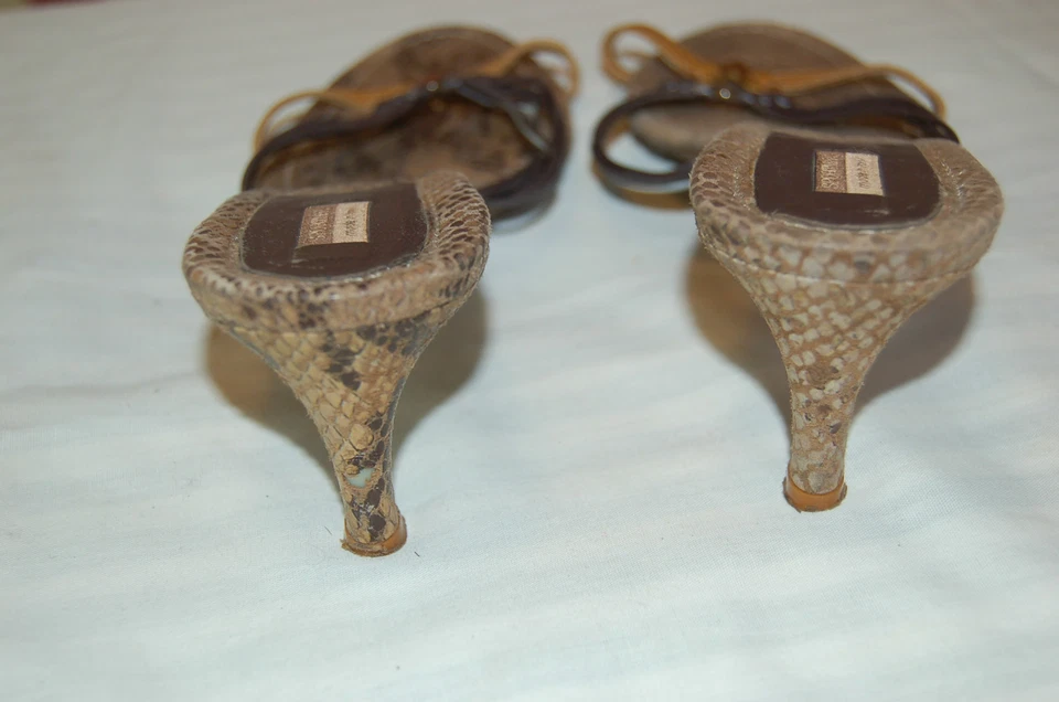 SportMax туфли коричневый змея кожи поскользнуться на котенка каблук женщин 39 сделано в Италии - Изображение 3 из 4