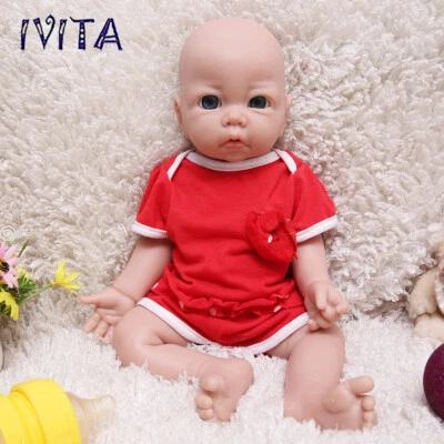 IVITA 17'' Soft Silicone Reborn Baby Doll Realistic Girl Fullbody Silicone Doll